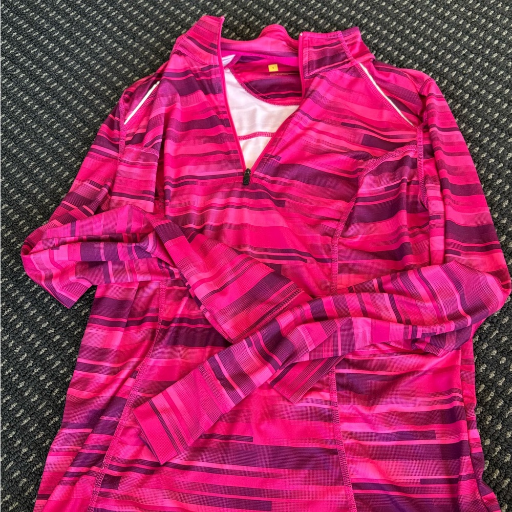 Xersion Hot Pink and Magenta Striped Athletic Top